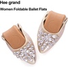 image:imageHee grand Women Foldable Ballet Flats Bling Rhinestones Soft Leather Pointy Toe Flats Sparkle Wedding Dress Shoes Comfort Slip on Loafers Big SizeBgold