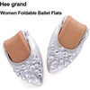 image:imageHee grand Women Foldable Ballet Flats Bling Rhinestones Soft Leather Pointy Toe Flats Sparkle Wedding Dress Shoes Comfort Slip on Loafers Big SizeBsilver