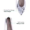 image:imageHee grand Women Foldable Ballet Flats Bling Rhinestones Soft Leather Pointy Toe Flats Sparkle Wedding Dress Shoes Comfort Slip on Loafers Big SizeBsilver