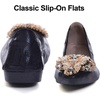 image:imageHee grand Women Foldable Ballet Flats Bling Rhinestones Soft Leather Pointy Toe Flats Sparkle Wedding Dress Shoes Comfort Slip on Loafers Big SizeCblack