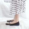 image:imageHee grand Women Foldable Ballet Flats Bling Rhinestones Soft Leather Pointy Toe Flats Sparkle Wedding Dress Shoes Comfort Slip on Loafers Big SizeEblack