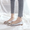image:imageHee grand Women Foldable Ballet Flats Bling Rhinestones Soft Leather Pointy Toe Flats Sparkle Wedding Dress Shoes Comfort Slip on Loafers Big SizeEsilver