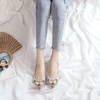 image:imageHee grand Women Foldable Ballet Flats Bling Rhinestones Soft Leather Pointy Toe Flats Sparkle Wedding Dress Shoes Comfort Slip on Loafers Big SizeEsilver