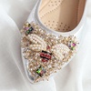 image:imageHee grand Women Foldable Ballet Flats Bling Rhinestones Soft Leather Pointy Toe Flats Sparkle Wedding Dress Shoes Comfort Slip on Loafers Big SizeEsilver