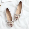 image:imageHee grand Women Foldable Ballet Flats Bling Rhinestones Soft Leather Pointy Toe Flats Sparkle Wedding Dress Shoes Comfort Slip on Loafers Big SizeEsilver