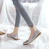 image:imageHee grand Women Foldable Ballet Flats Bling Rhinestones Soft Leather Pointy Toe Flats Sparkle Wedding Dress Shoes Comfort Slip on Loafers Big SizeEsilver