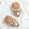 image:imageHee grand Women Foldable Ballet Flats Bling Rhinestones Soft Leather Pointy Toe Flats Sparkle Wedding Dress Shoes Comfort Slip on Loafers Big SizeFgold