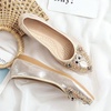 image:imageHee grand Women Foldable Ballet Flats Bling Rhinestones Soft Leather Pointy Toe Flats Sparkle Wedding Dress Shoes Comfort Slip on Loafers Big SizeFgold