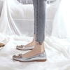 image:imageHee grand Women Foldable Ballet Flats Bling Rhinestones Soft Leather Pointy Toe Flats Sparkle Wedding Dress Shoes Comfort Slip on Loafers Big SizeFsilver