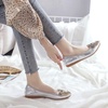 image:imageHee grand Women Foldable Ballet Flats Bling Rhinestones Soft Leather Pointy Toe Flats Sparkle Wedding Dress Shoes Comfort Slip on Loafers Big SizeFsilver
