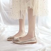 image:imageHee grand Women Foldable Ballet Flats Bling Rhinestones Soft Leather Pointy Toe Flats Sparkle Wedding Dress Shoes Comfort Slip on Loafers Big SizeKgold