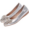 image:imageHee grand Women Foldable Ballet Flats Bling Rhinestones Soft Leather Pointy Toe Flats Sparkle Wedding Dress Shoes Comfort Slip on Loafers Big SizeKsilver