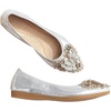 image:imageHee grand Women Foldable Ballet Flats Bling Rhinestones Soft Leather Pointy Toe Flats Sparkle Wedding Dress Shoes Comfort Slip on Loafers Big SizeKsilver