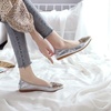 image:imageHee grand Women Foldable Ballet Flats Bling Rhinestones Soft Leather Pointy Toe Flats Sparkle Wedding Dress Shoes Comfort Slip on Loafers Big SizeKsilver