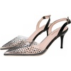 image:imageHee grand Women Heels Fashion Sandals Pointed Toe Rhinestone Transparent Stiletto Dress Pumps for Wedding Party1black