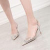 image:imageHee grand Women Heels Fashion Sandals Pointed Toe Rhinestone Transparent Stiletto Dress Pumps for Wedding Party1silver