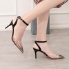 image:imageHee grand Women Heels Fashion Sandals Pointed Toe Rhinestone Transparent Stiletto Dress Pumps for Wedding Party2black