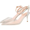 image:imageHee grand Women Heels Fashion Sandals Pointed Toe Rhinestone Transparent Stiletto Dress Pumps for Wedding Party2flash Silver