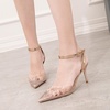 image:imageHee grand Women Heels Fashion Sandals Pointed Toe Rhinestone Transparent Stiletto Dress Pumps for Wedding Party2gold