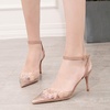 image:imageHee grand Women Heels Fashion Sandals Pointed Toe Rhinestone Transparent Stiletto Dress Pumps for Wedding Party2nude