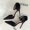 image:imageHee grand Women Heels Pointed Toe Pump Bow Knot Ankle Strap Stiletto Dress Sandals HighHeeled Wedding Party Pump020black
