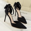 image:imageHee grand Women Heels Pointed Toe Pump Bow Knot Ankle Strap Stiletto Dress Sandals HighHeeled Wedding Party Pump020black