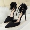 image:imageHee grand Women Heels Pointed Toe Pump Bow Knot Ankle Strap Stiletto Dress Sandals HighHeeled Wedding Party Pump020black