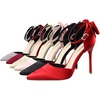 image:imageHee grand Women Heels Pointed Toe Pump Bow Knot Ankle Strap Stiletto Dress Sandals HighHeeled Wedding Party Pump020gold