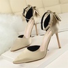 image:imageHee grand Women Heels Pointed Toe Pump Bow Knot Ankle Strap Stiletto Dress Sandals HighHeeled Wedding Party Pump020gold