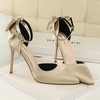 image:imageHee grand Women Heels Pointed Toe Pump Bow Knot Ankle Strap Stiletto Dress Sandals HighHeeled Wedding Party Pump020gold