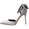 image:imageHee grand Women Heels Pointed Toe Pump Bow Knot Ankle Strap Stiletto Dress Sandals HighHeeled Wedding Party Pump020grey