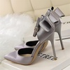 image:imageHee grand Women Heels Pointed Toe Pump Bow Knot Ankle Strap Stiletto Dress Sandals HighHeeled Wedding Party Pump020grey