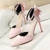 image:imageHee grand Women Heels Pointed Toe Pump Bow Knot Ankle Strap Stiletto Dress Sandals HighHeeled Wedding Party Pump020pink