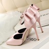 image:imageHee grand Women Heels Pointed Toe Pump Bow Knot Ankle Strap Stiletto Dress Sandals HighHeeled Wedding Party Pump020pink