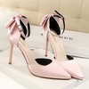 image:imageHee grand Women Heels Pointed Toe Pump Bow Knot Ankle Strap Stiletto Dress Sandals HighHeeled Wedding Party Pump020pink