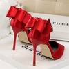 image:imageHee grand Women Heels Pointed Toe Pump Bow Knot Ankle Strap Stiletto Dress Sandals HighHeeled Wedding Party Pump020red
