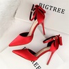 image:imageHee grand Women Heels Pointed Toe Pump Bow Knot Ankle Strap Stiletto Dress Sandals HighHeeled Wedding Party Pump020red