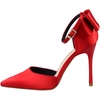image:imageHee grand Women Heels Pointed Toe Pump Bow Knot Ankle Strap Stiletto Dress Sandals HighHeeled Wedding Party Pump020red