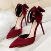 image:imageHee grand Women Heels Pointed Toe Pump Bow Knot Ankle Strap Stiletto Dress Sandals HighHeeled Wedding Party Pump020red Wine