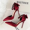 image:imageHee grand Women Heels Pointed Toe Pump Bow Knot Ankle Strap Stiletto Dress Sandals HighHeeled Wedding Party Pump020red Wine