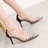 image:imageHee grand Women Heels Pointed Toe Rhinestone Transparent Stiletto High Heels Dress Pumps Wedding Party DressBlack
