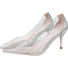 image:imageHee grand Women Heels Pointed Toe Rhinestone Transparent Stiletto High Heels Dress Pumps Wedding Party DressSilver