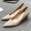 image:imageHee grand Women Heels Slip On Chunky High Heels Black Work Heels Comfort Dress Pumps085apricotpatent Leather