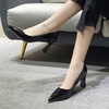 image:imageHee grand Women Heels Slip On Chunky High Heels Black Work Heels Comfort Dress Pumps085blackpatent Leather