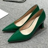 image:imageHee grand Women Heels Slip On Chunky High Heels Black Work Heels Comfort Dress Pumps085greenpatent Leather