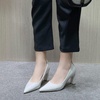 image:imageHee grand Women Heels Slip On Chunky High Heels Black Work Heels Comfort Dress Pumps085whitepatent Leather