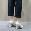 image:imageHee grand Women Heels Slip On Chunky High Heels Black Work Heels Comfort Dress Pumps085whitepatent Leather