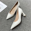 image:imageHee grand Women Heels Slip On Chunky High Heels Black Work Heels Comfort Dress Pumps085whitepatent Leather