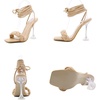 image:imageHee grand Women High Heel Sandals Sexy Open Toe Ankle Strap High Heels Stiletto Wedding Dress ShoesApricot