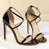 image:imageHee grand Women High Heels Sandals Sexy Open Toe Ankle Strap Fashion Stiletto Patent leather Wedding Party Dress HeelsBlack